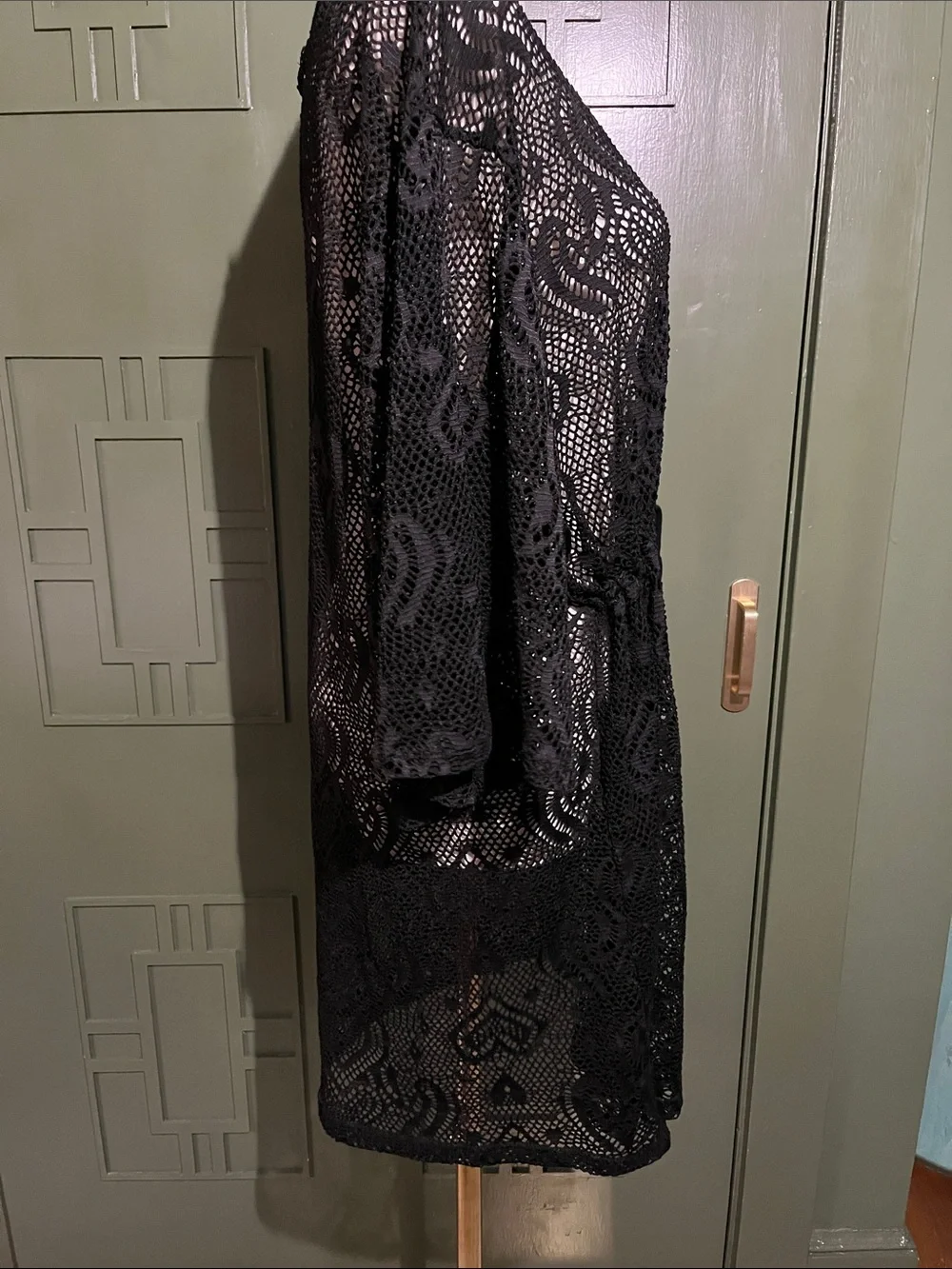 Black Lace Swim Coverup with Tie Front
